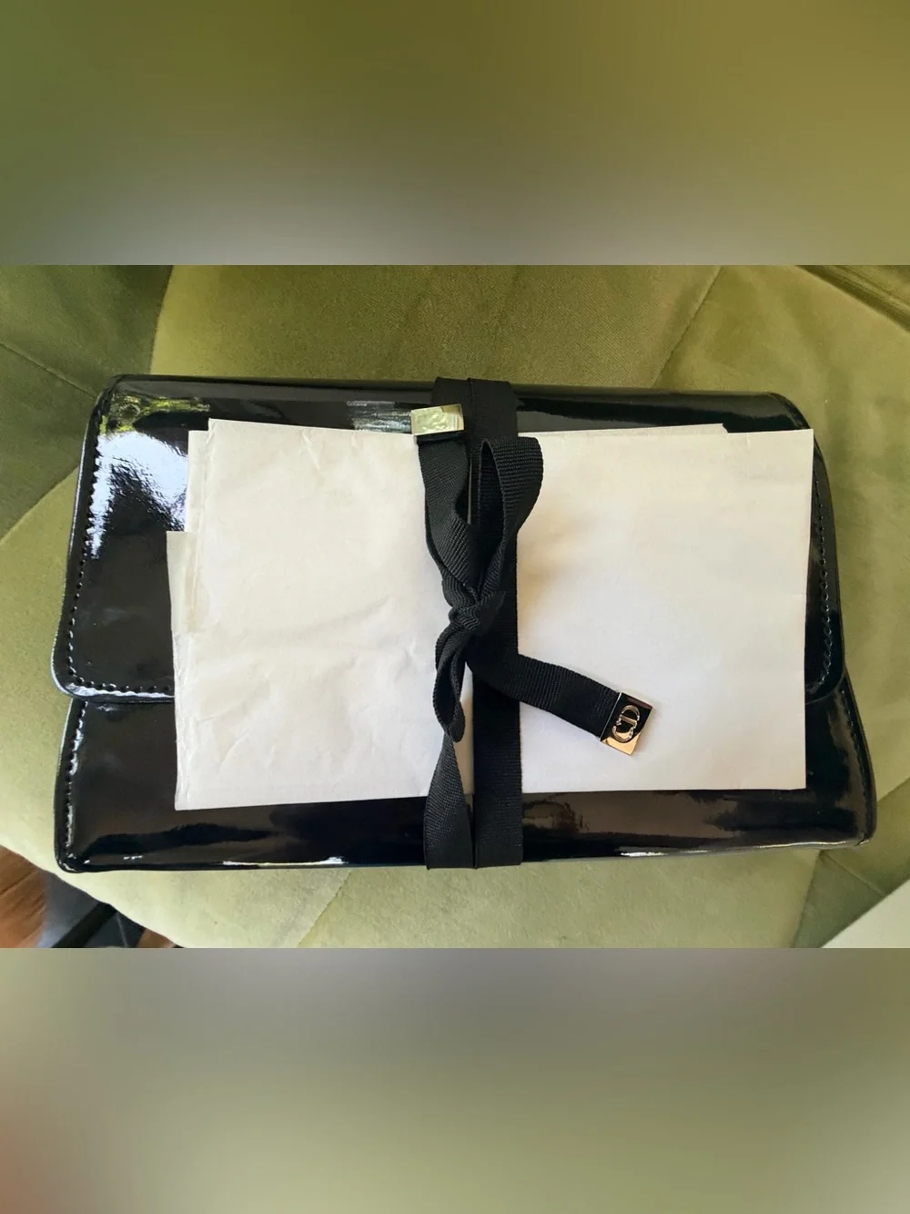 Cristian Dior Black PU Leather Cosmetic Pouch NEW in Original Dior Box w Tissue